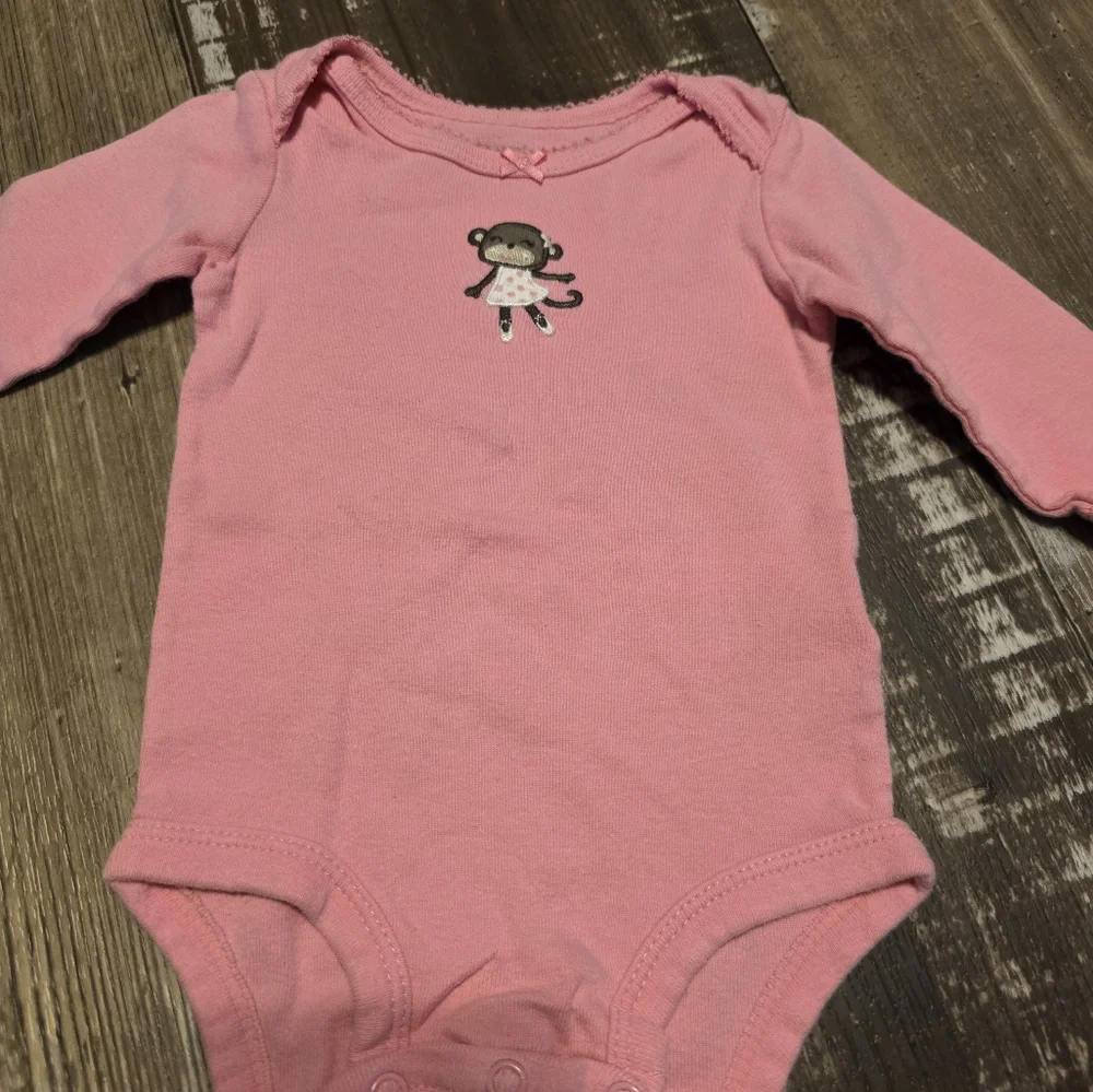 Carter's Pink Long Sleeve Bodysuit with Cute Character